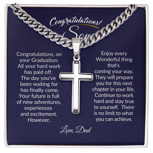 Congratulations Son-Faith-Cuban Chain with Artisan Cross Necklace❤️
