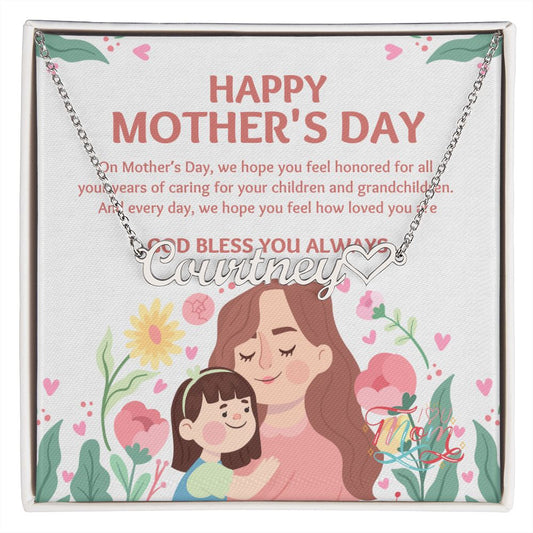Happy Mother's Day- You're Unique-Heart Name Necklace