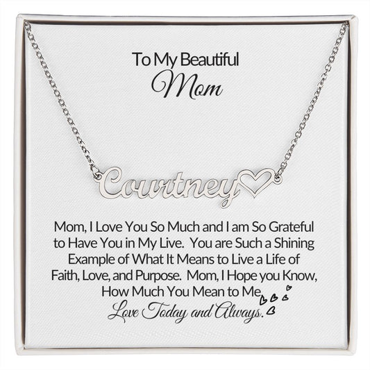 To My Beautiful Mother-I Love U-Heart Name Necklace❤️