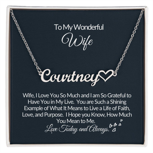 To My Wonderful Wife-U are Special-Personalized Heart Name Necklace