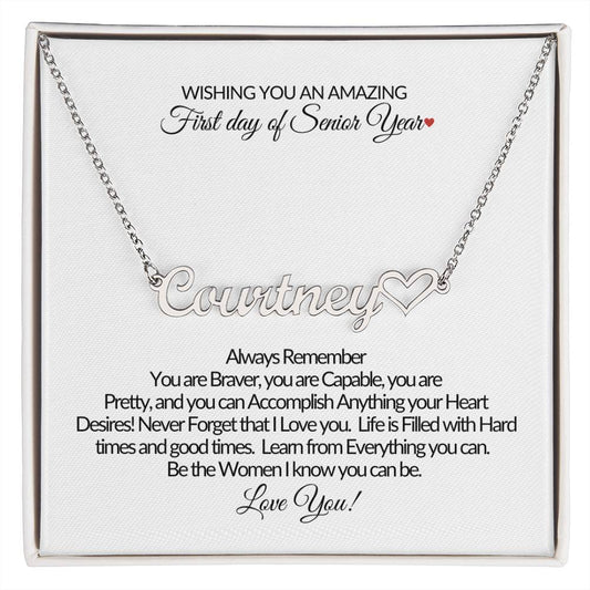 Personalized First Day of Senior Year Gift Necklace for Daughter-Heart Name Necklace💕