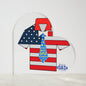BEST DAD EVER FLAG STRIP SHIRT-THANKS DAD-Printed Heart Shaped Acrylic Plaque!