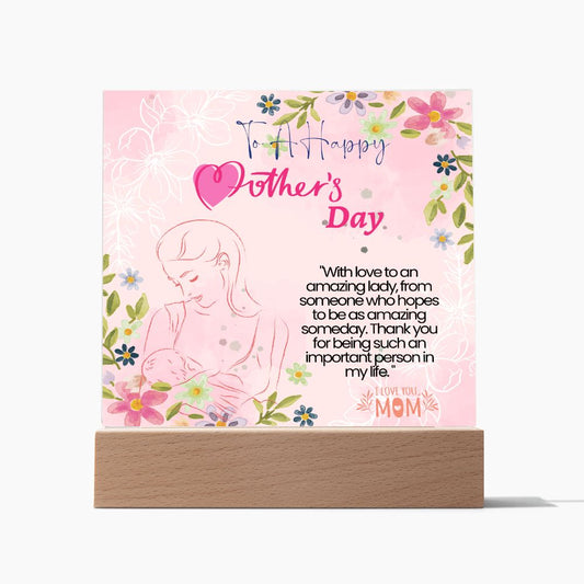 To A Happy Mother's Day, The Sweetest Mom -Square Acrylic Plaque! 💕