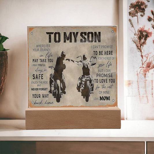 To My Son Ride-Mom Square Acrylic Plaque