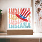 INDIANA Lg. HAT W. FLAG COLOR-Square Acrylic Plaque!