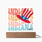 INDIANA Lg. HAT W. FLAG COLOR-Square Acrylic Plaque!