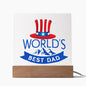 WORLD'S BEST DAD W. FLAG COLOR-Square Acrylic Plaque!