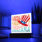 INDIANA Lg. HAT W. FLAG COLOR-Square Acrylic Plaque!