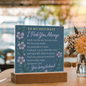 Heart‑shaped acrylic plaque, deep forest green background, gold foil text reading “TO MY HUSBAND — Blessed to Love You…”, botanical gold accents