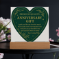 Dark green heart plaque with gold foil text: “Blessed to Love You” Heart‑shaped dark‑green acrylic plaque with gold foil spiritual message to husband