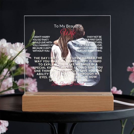 Acrylic Plaque for Wife - Romantic Anniversary Gift - Square Keepsake💕