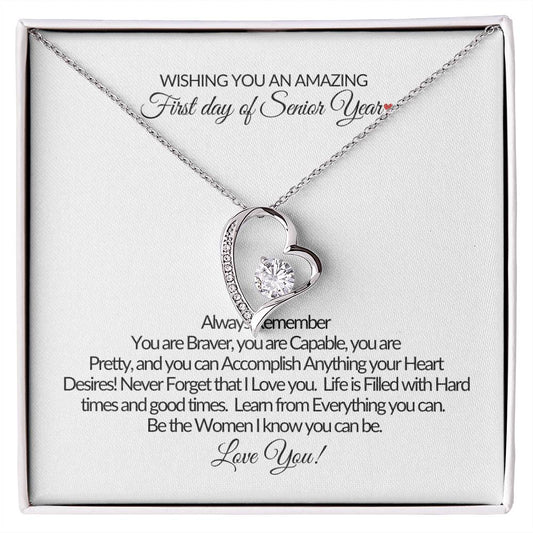 First Day of Senior Year Gift Necklace for Daughter-Forever Heart Necklace❤️