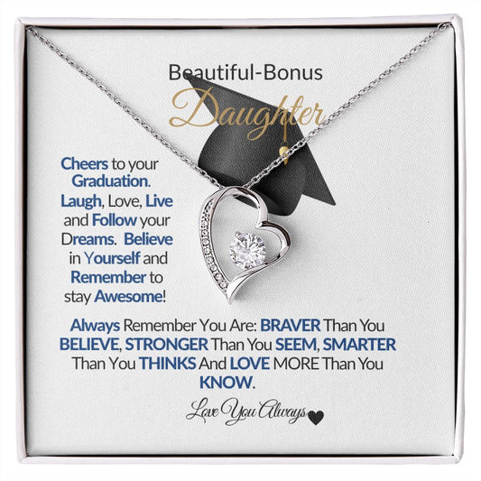 To My Beautiful-Bonus Daughter-Laugh Dream Believe -Forever Love Necklace❤️