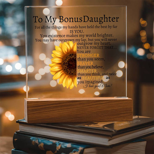 Acrylic Plaque for Bonus Daughter - For All the Things - Gift Keepsake