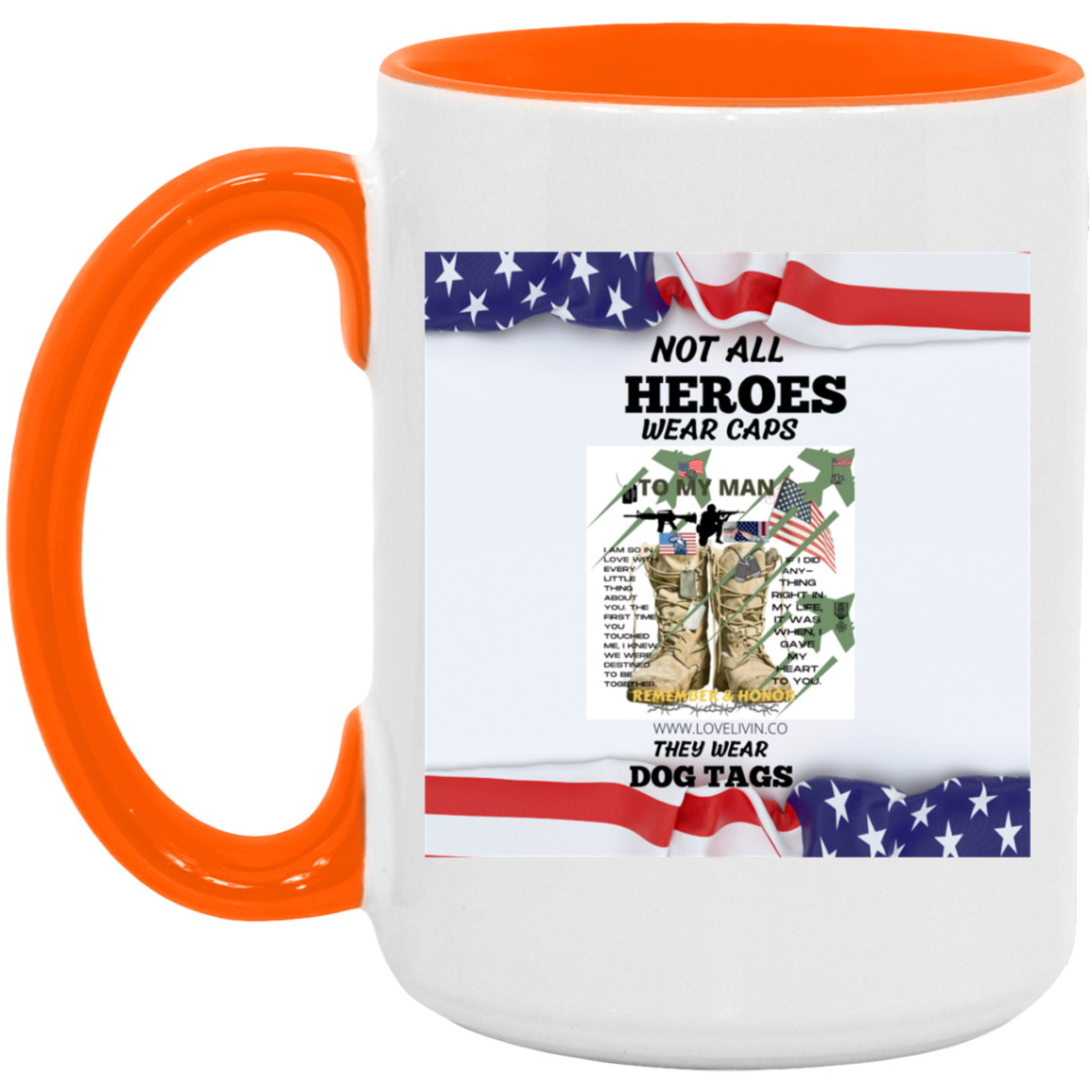 Not All Heroes Wear Hat S/W-Dog Tag15oz. Accent Mug