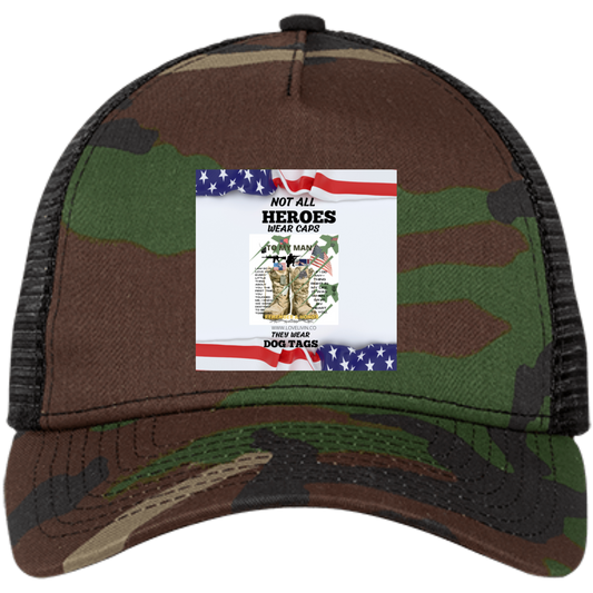 NOT ALL HEROES WEAR HATS S/W DOG TAG- NE205 Embroidered Snapback Trucker Cap