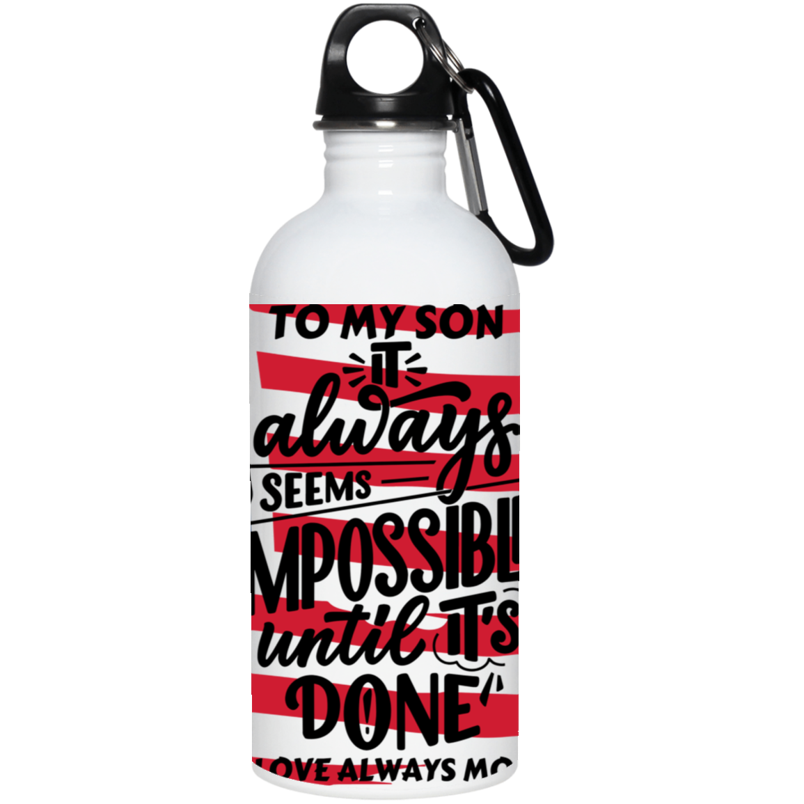 Black White Modern Typography- 20 oz. Stainless Steel Water Bottle