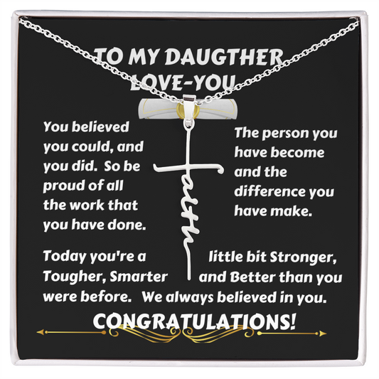 To My Daughter - Beautiful - Faith Cross Necklace