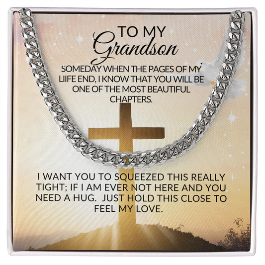 To My Grandson- BLESS-Cuban Link Chain Necklace
