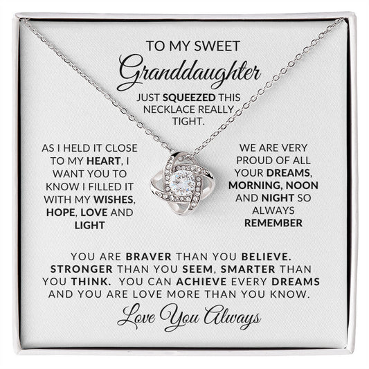 To My Sweet Granddaughter-Dreams-Love Knot Necklace