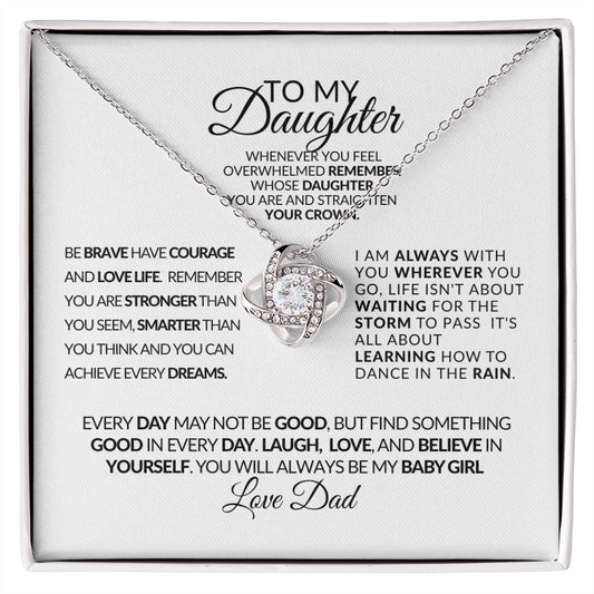 To My Daughter-Courage-Love Knot Necklace