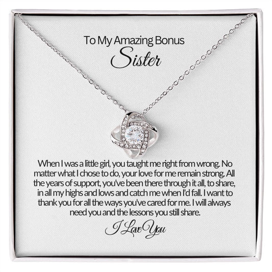To My Amazing Bonus Sister-Your Love For Me- Love Knot Necklace 💕
