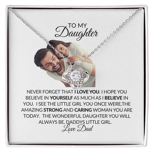 To My Daughter-On Dad Back-Love Knot Necklace