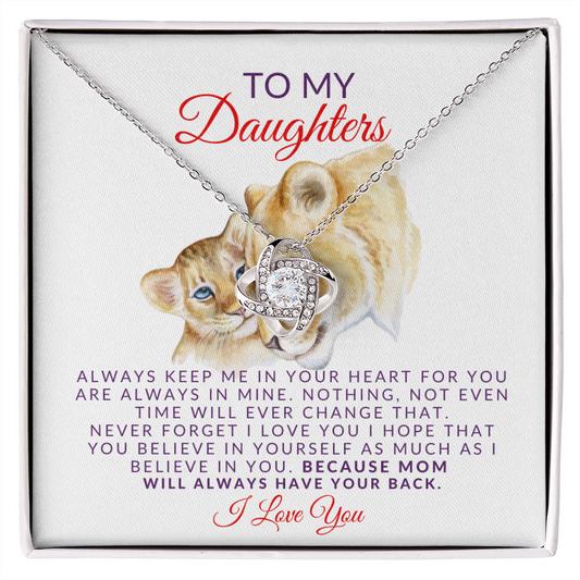 To My Daughter -Beautiful-  Love Knot Necklace