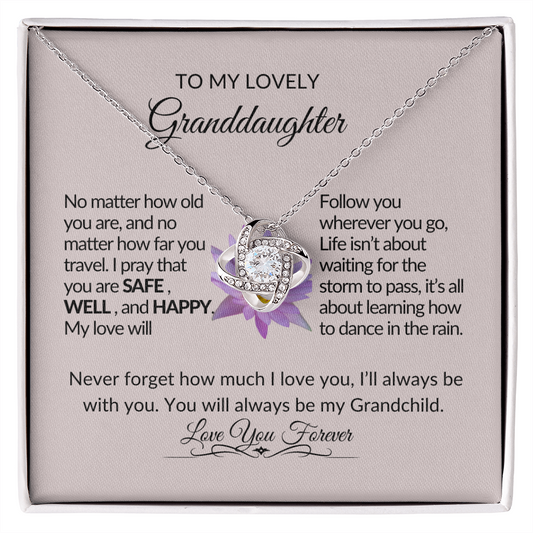 To My Lovely Granddaughter-Dance- Love Knot Necklace