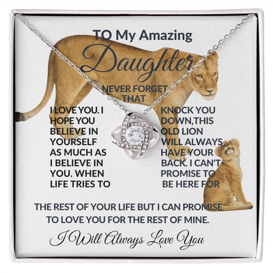 To My Amazing Daughter Love Knot Necklace