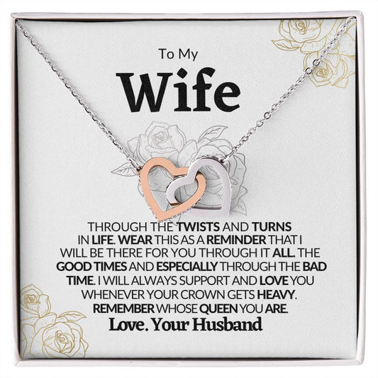 To My Wife - Queen-Interlocking Hearts Necklace