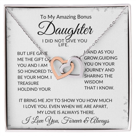 TO MY AMAZING BONUS DAUGHTER - LIFE Interlocking Hearts Necklace