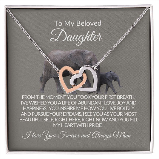 To My Beloved Daughter - Interlocking Hearts Necklace