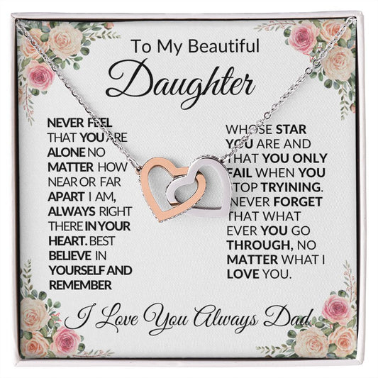 TO MY BEAUTIFUL DAUGHTER-GO-Interlocking Hearts Necklace