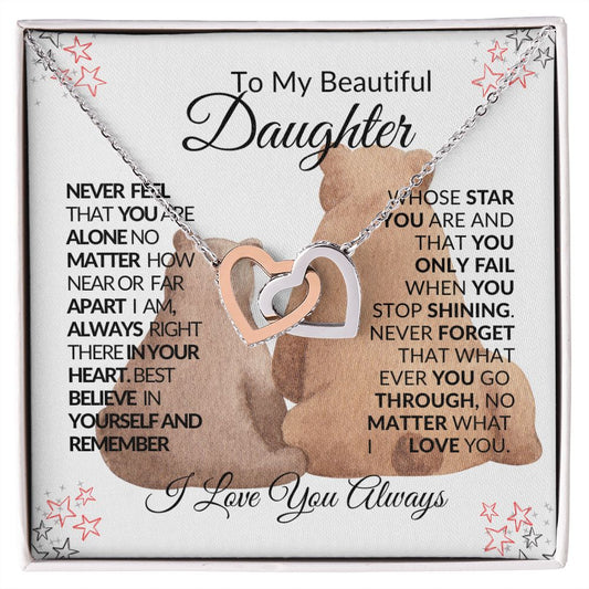 TO MY BEAUTIFUL DAUGHTER - Interlocking Hearts Necklace