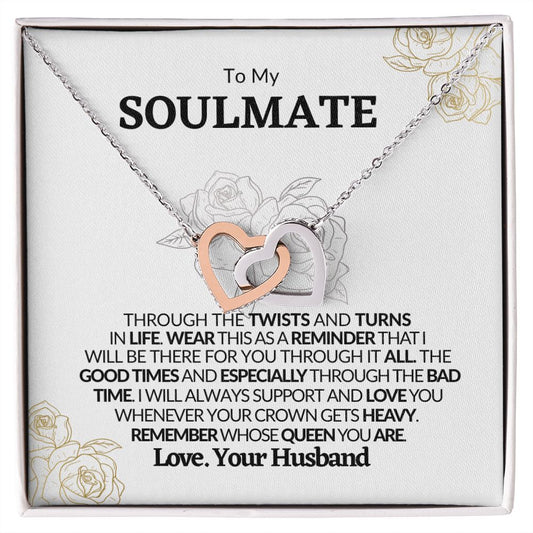 To My Soulmate| Interlocking Hearts Necklace