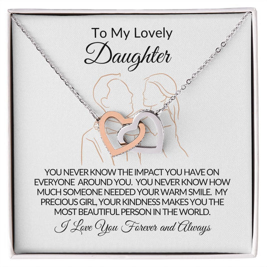 To My Lovely Daughter - Interlocking Hearts Necklace