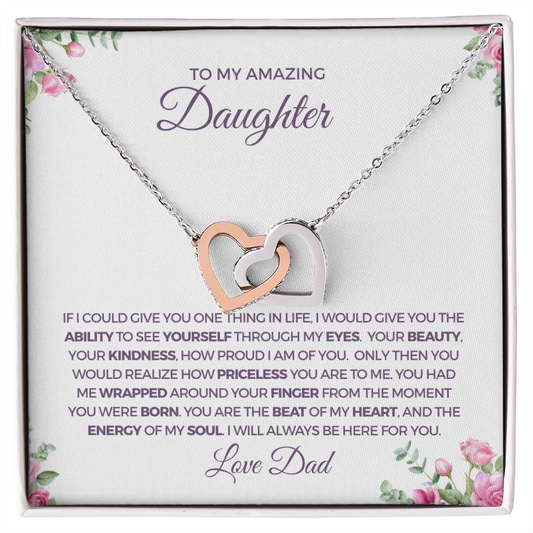 To My Amazing Daughter-Loved-Interlocking Hearts Necklace