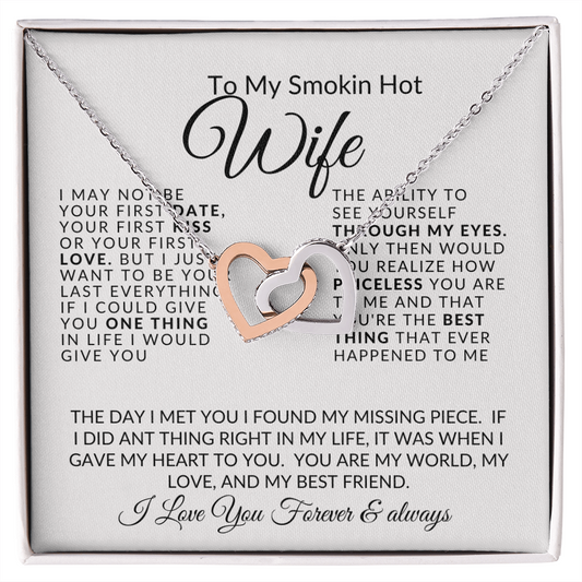 To My Smokin Hot -WIFE-Two Love Heart Necklace