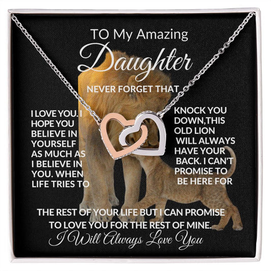 To My Amazing Daughter -Interlocking Hearts Necklace