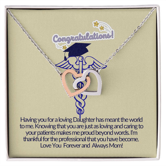 To My Daughter- Congratulations U Means the World to me-Interlocking Hearts Necklace