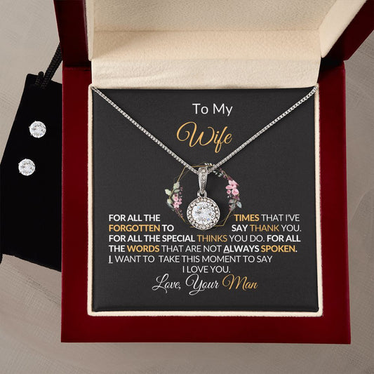 To My Wife - Eternal Hope Necklace and Cubic Zirconia Earring Set