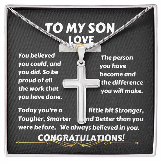 To My Son - Special - Stainless Steel Cross Necklace