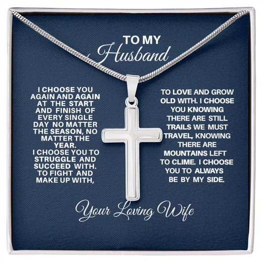 TO MY  HUSBAND-FAITH- CROSS NECKLACE