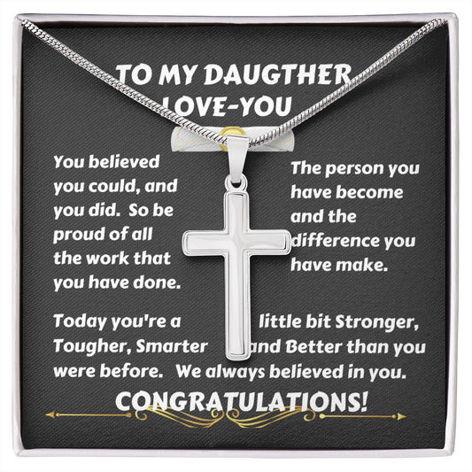 To My Daughter - Thoughtful  - Stainless Steel Cross Necklace