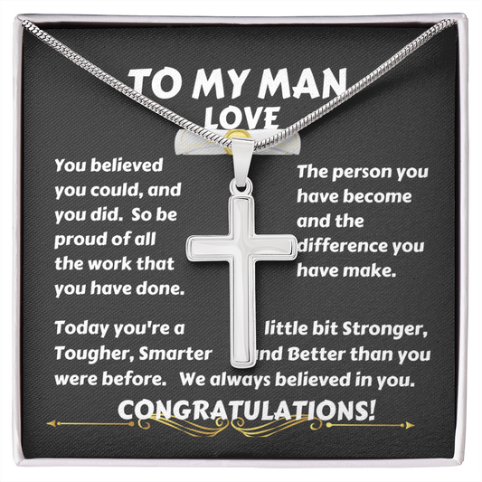 To My Man - Proud - Stainless Steel Cross Necklace