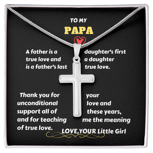 To My PAPA - Love - Stainless Steel Cross Necklace