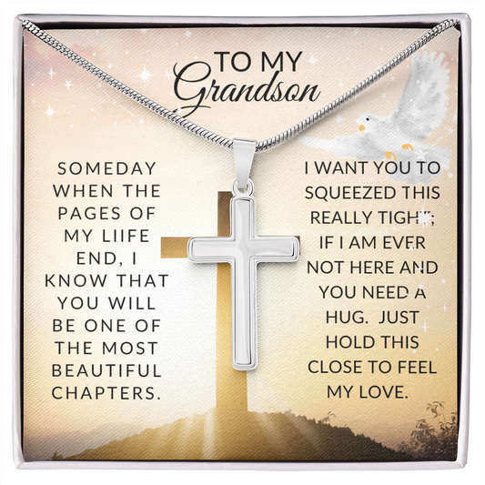 To My Grandson- SPECIAL- Stainless Steel Cross Necklace