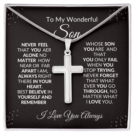 TO MY WONDERFUL SON-Cross Necklace